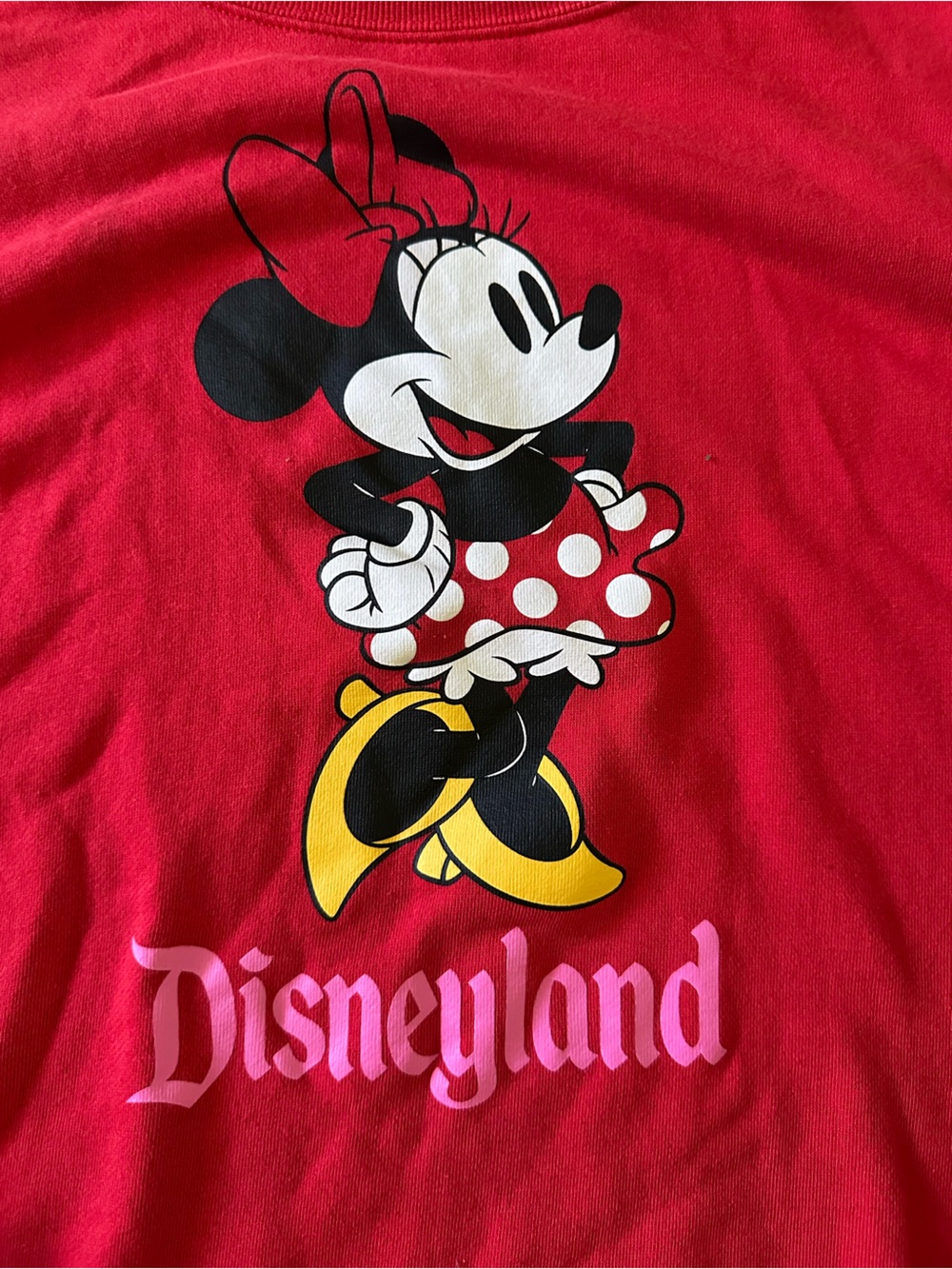 Disney Red Minnie Mouse Graphic Tee with Yellow Accents